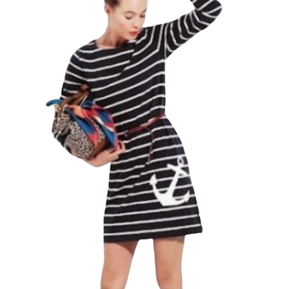 J. CREW Women’s Navy and White Stripe Nautical Dress. Size: XS